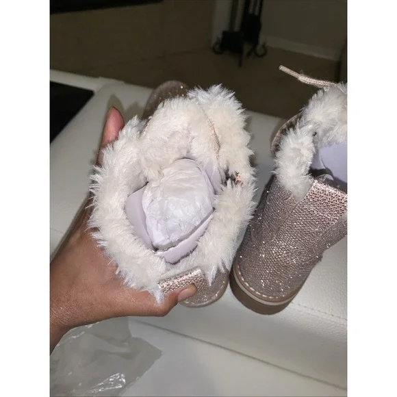 Eva and Zoe girls' size 4 pink glitter boots, new - Picture 4 of 5